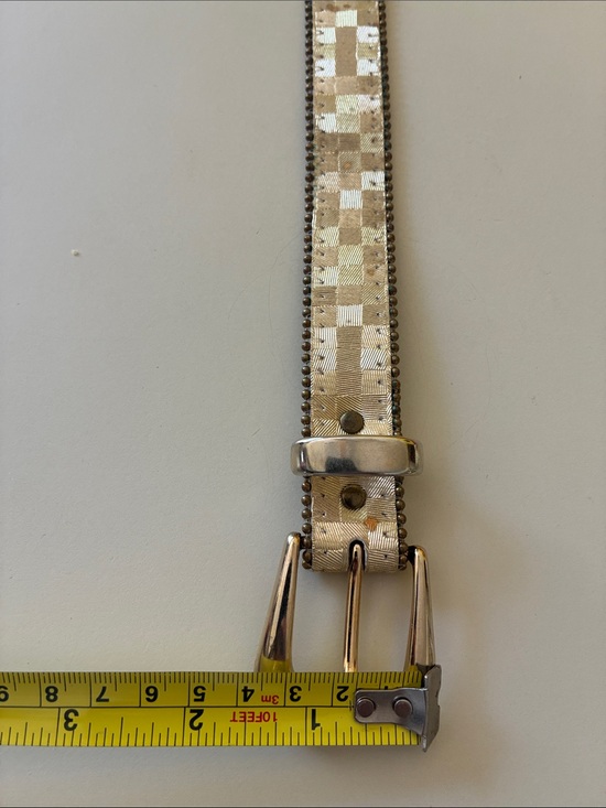 Vintage Gold Women\'s Belt with Decorative Check Detail Elite Fresno California